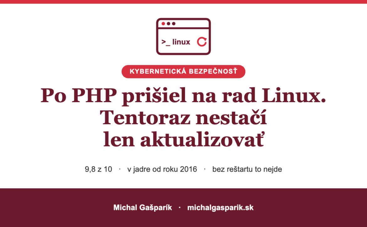 Titulný obrázok: Po PHP prišiel na rad Linux. Tentoraz nestačí len aktualizovať, okno terminálu s nápisom linux a symbolom reštartu